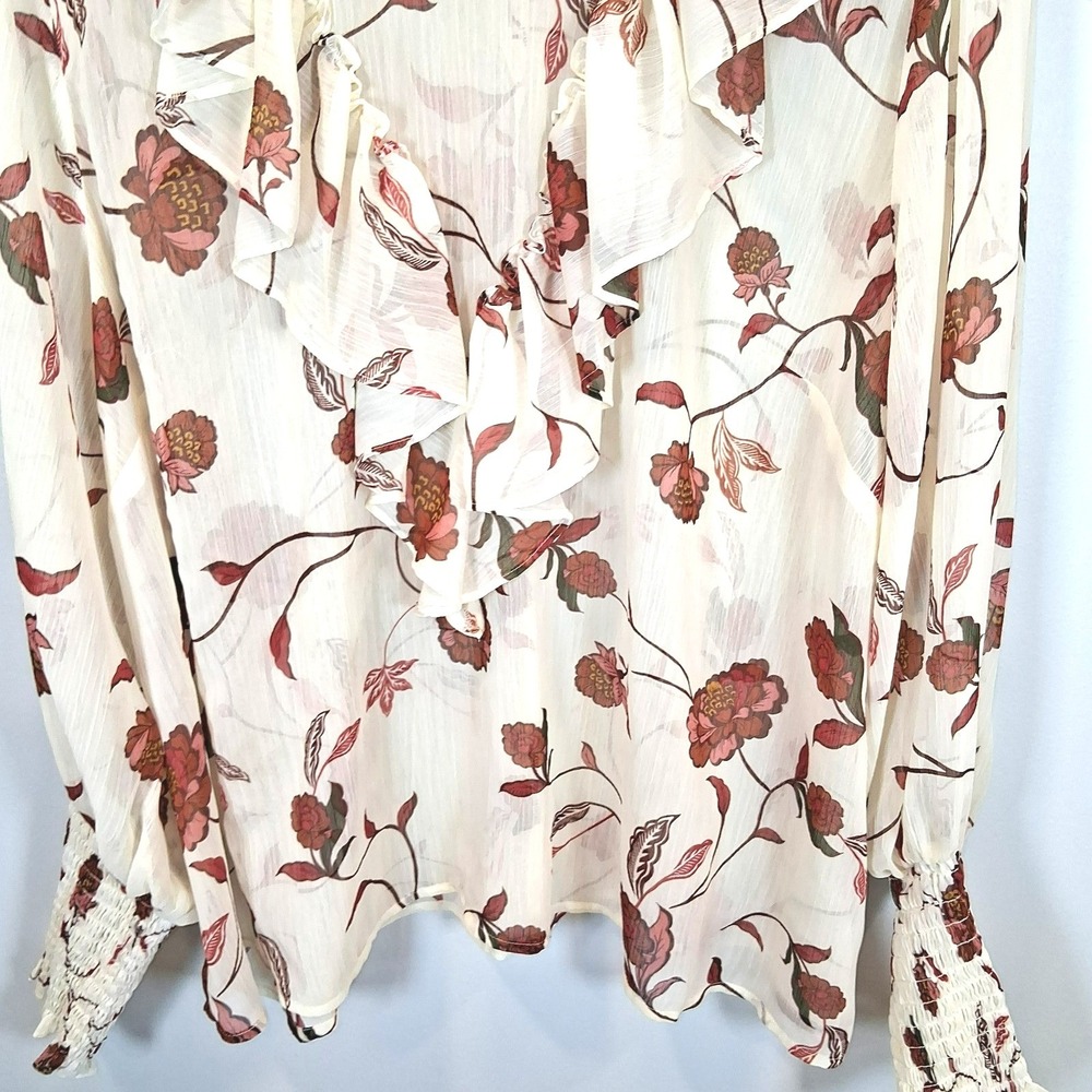 NWT Eloquii Elements Floral Sheer Ruffle Blouse Womens Sz 24 Smocked Romantic - Picture 4 of 14